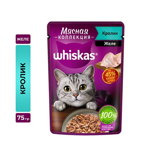 Корм для кошек Whiskas Мясная коллекция Кролик в желе