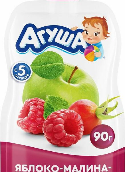 Пюре Агуша яблоко-малина-шиповник с 5 мес. 90г
