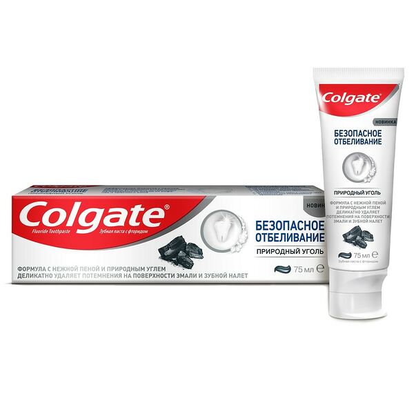 COLGATE Безопасное Отбеливание Природный Уголь зубная паста, 75 мл