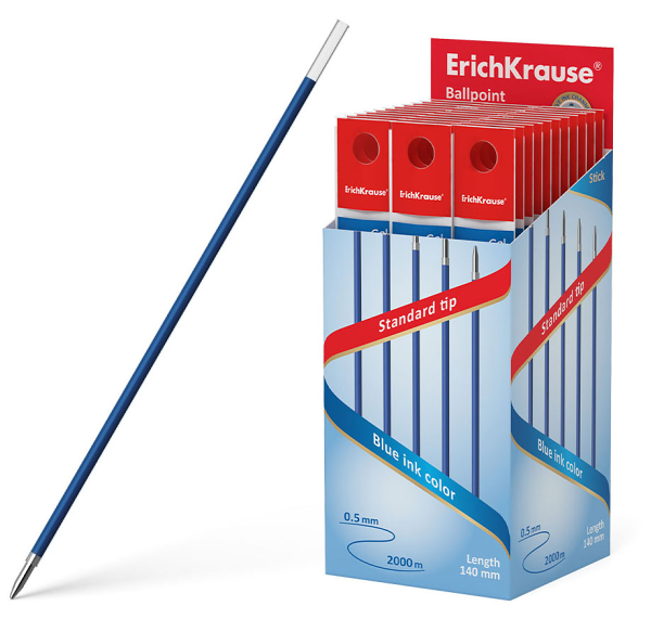 Стержень шариковый 1.0 ErichKrause 140 мм для ручек R-301 Stick, синий