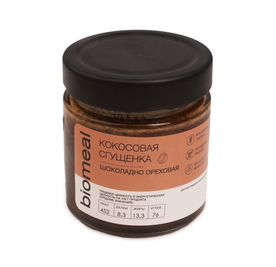 

Сгущенка Кокосовая шоколадно-ореховая Biomeal, 180 г