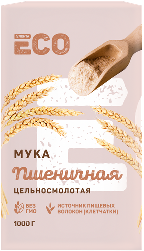 

Мука пшеничная ЛЕНТА ECO цельносмолотая, 1кг