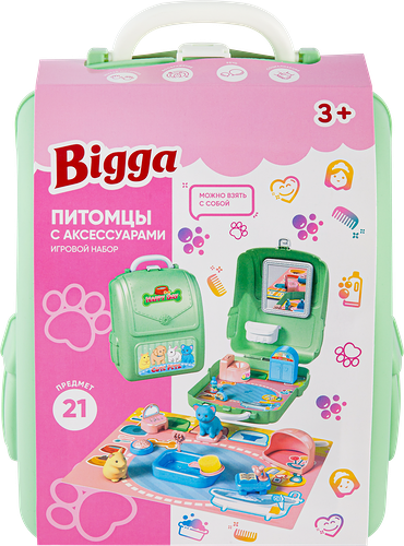 Набор игровой BIGGA Питомцы с аксессуарами, в рюкзаке, 21 предмет, Арт. 678-135A
