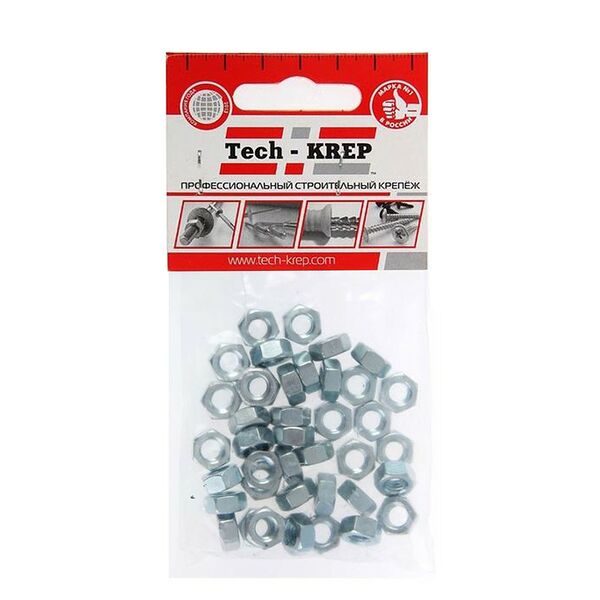 Гайка DIN 934 М6 мм TECH-KREP, шестигранная, 40шт