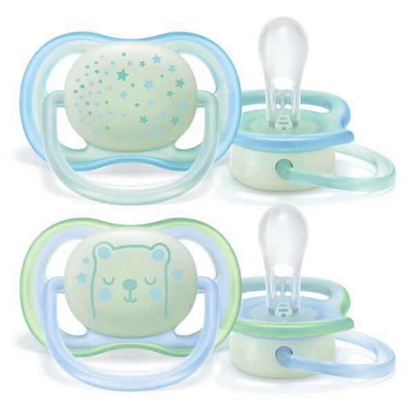 Пустышка силиконовая ночная Ultra Air декор 0-6мес уп 2шт д/мальчика