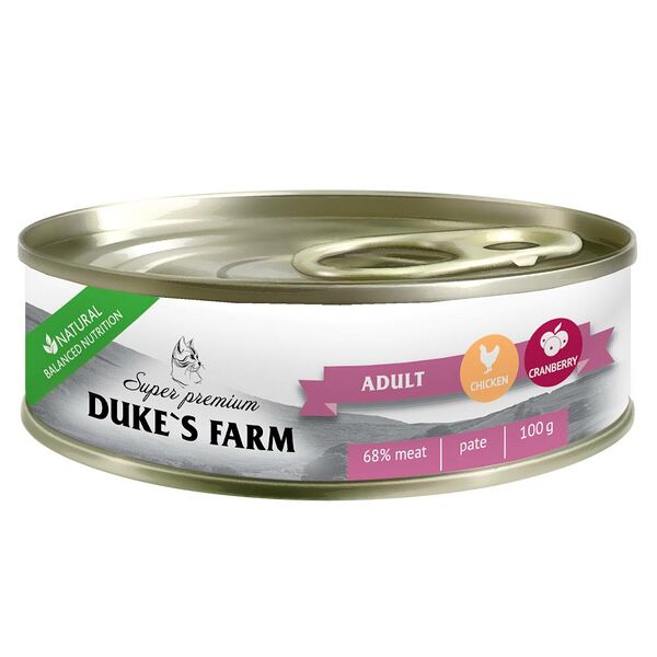 Корм для кошек DUKE'S FARM из курицы с клюквой и шпинатом