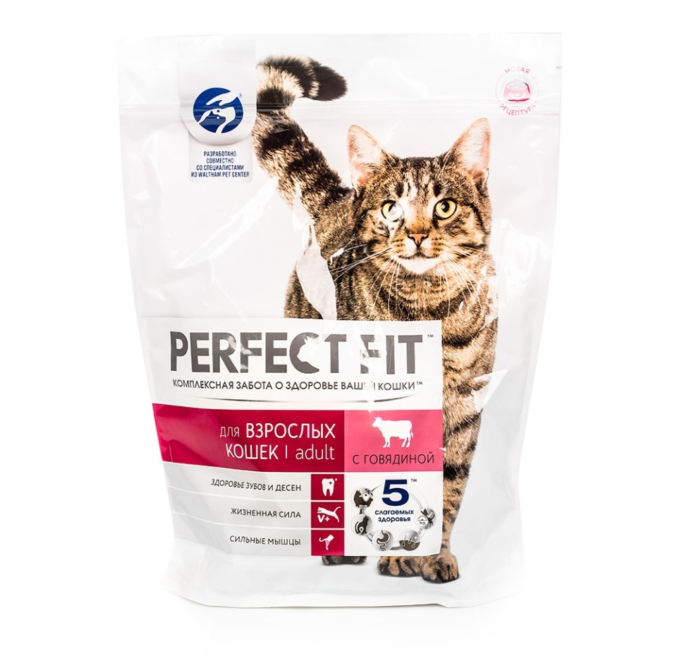

Корм сухой Perfect Fit полнорационный с говядиной для взрослых кошек, 650 г