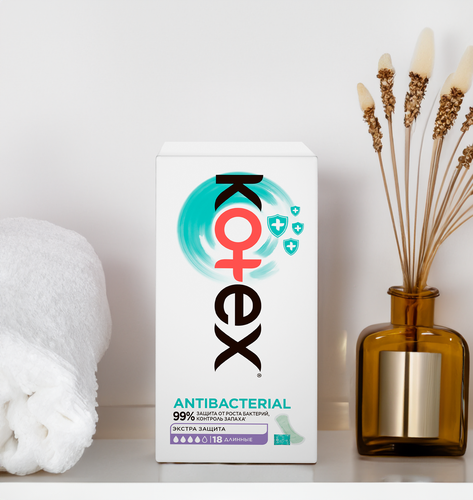 

Прокладки Kotex Antibacterial ежедневные длинные 18 шт.