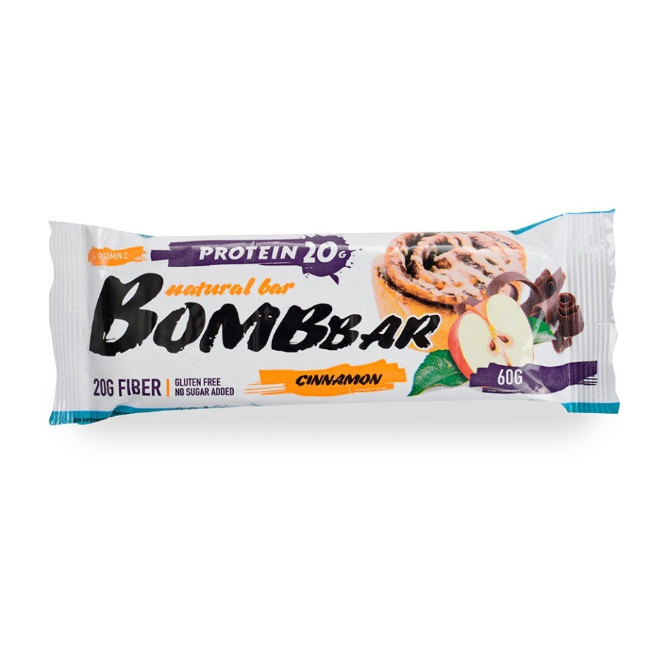 

Батончик протеиновый Bombbar яблоко-корица