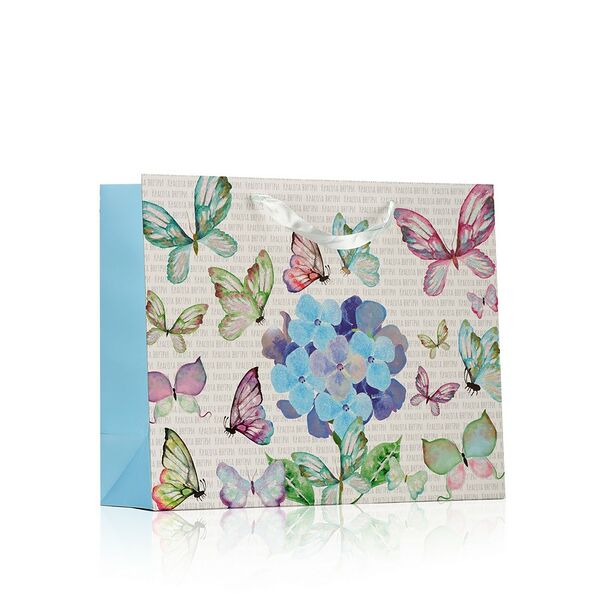 Пакет подарочный УРРА цветы и бабочки 31x26x12 см