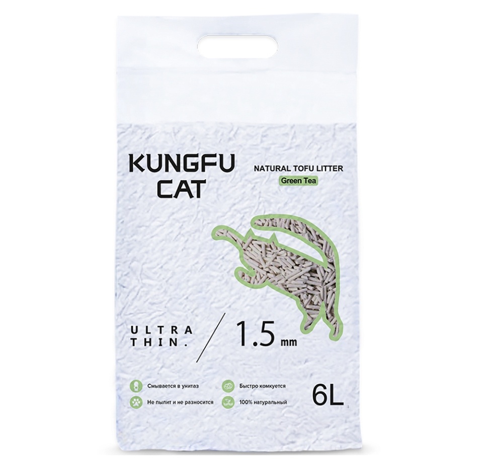 

Наполнитель Kungfu Cat для кошек Зеленый Чай 6л, Китай