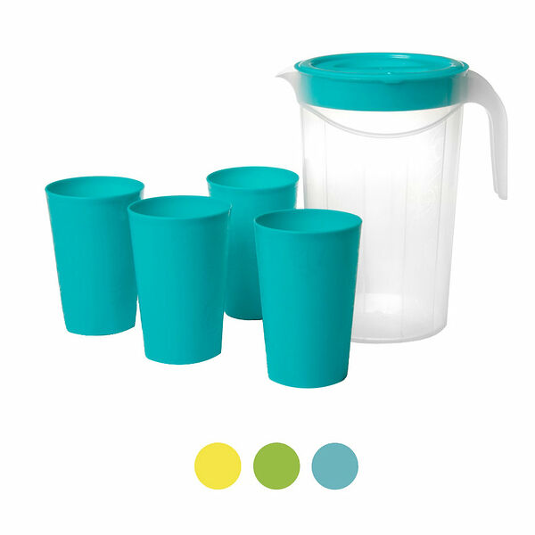Набор кувшин с крышкой 2л + стаканы 4 шт, в ассортименте