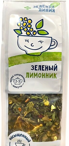 Чай зеленый Зеленая линия Зеленый лимонник 75г