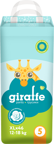 Трусики-подгузники детские Lovular Giraffe XL 12–18кг, 46шт