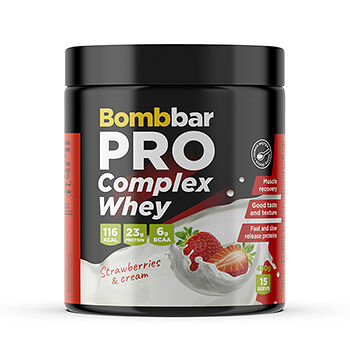 Коктейль протеиновый Bombbar Complex Whey Pro Клубника со сливками 450 г