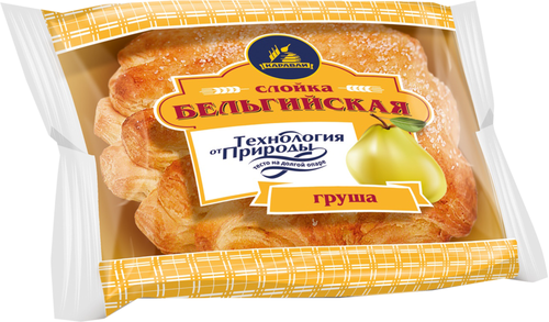 

Слойка КАРАВАЙ Бельгийская с грушевой начинкой, 70г