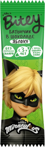 

Батончик глазированный Take a Bitey Miraculous злаково-фруктовый с кусочками фруктов яблоко 35 г