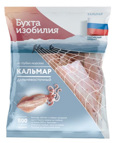 

Кальмар мороженый Бухта изобилия тушка неочищенная 800 г