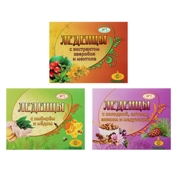 Бад леденцы от горла родники сибири, 32 г, 3 вида