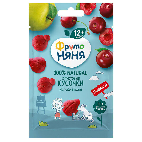 Кусочки фруктовые Фрутоняня из яблок и вишни 15г ДП