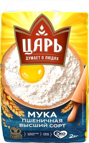 

Мука Царь пшеничная хлебопекарная, высший сорт 2 кг