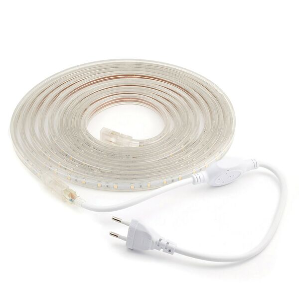 Комплект LED ленты, 220 В, 60 д/м, IP44, 5 м, теплый белый свет, с аксессуарами