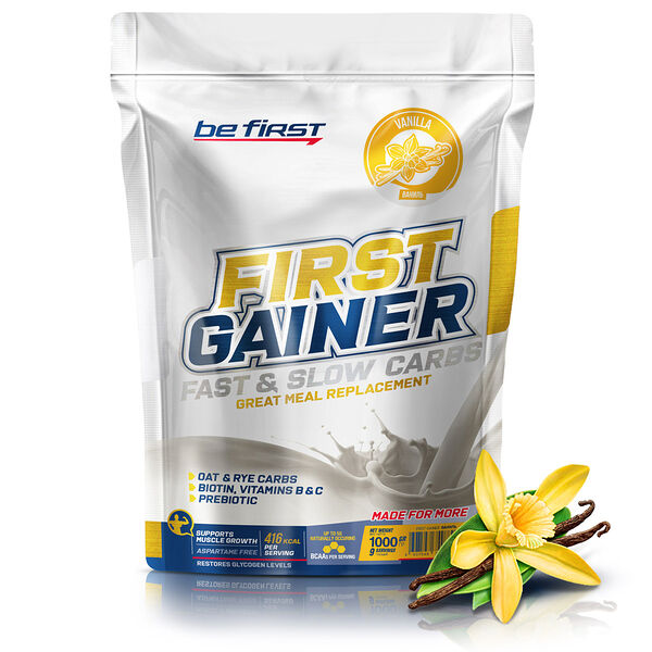 Be First Gainer Fast & Slow Carbs ваниль 1000 г