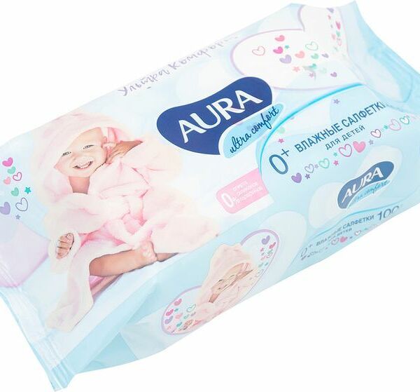 Салфетки влажные детские Aura Ultra Comfort, 100 шт