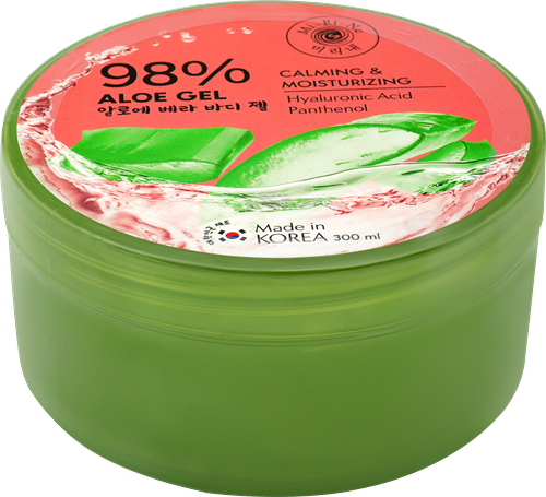 Гель для тела MI-RI-NE Успокаивающий и увлажняющий 98% Алоэ вера с гиалуроновой кислотой, пантенолом, 300мл