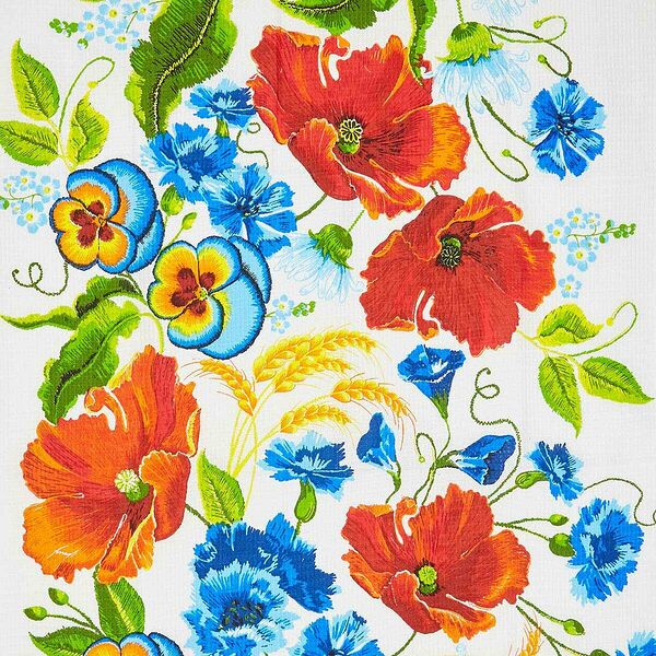 29483 Полотно вафельное 'Маковое поле' 1 купон 60см*50см, 100% хлопок