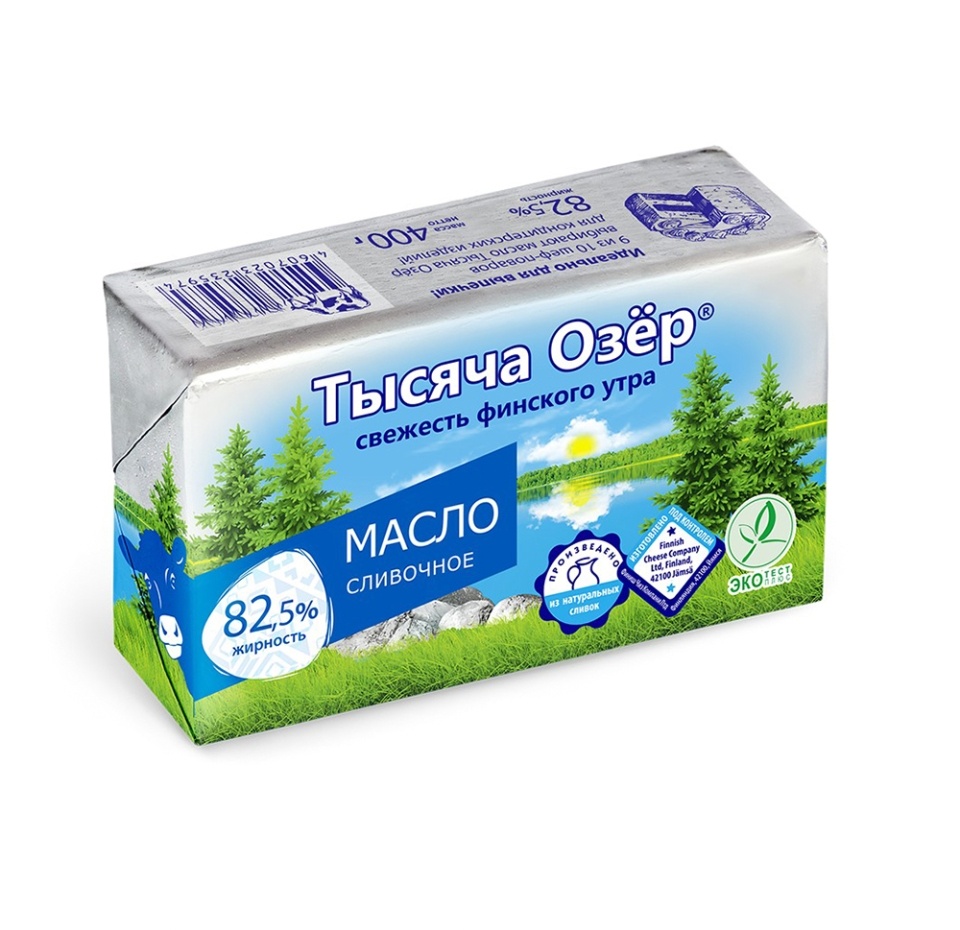 

Масло сливочное Тысяча озёр 82.5% 400 г