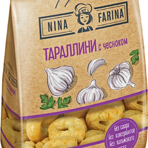 Тараллини Nina Farina с чесноком, 180 г