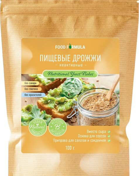 Дрожжи Food Formula Пищевые неактивные 100гДРОЖЖИ ПИЩЕВЫЕ НЕАКТИВНЫЕ (СУХИЕ)