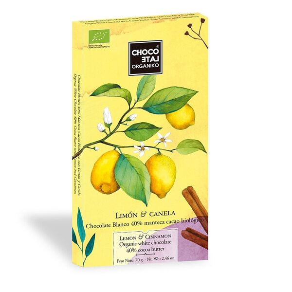 Шоколад белый Chocolate Organiko со вкусом лимона и корицы 70 г