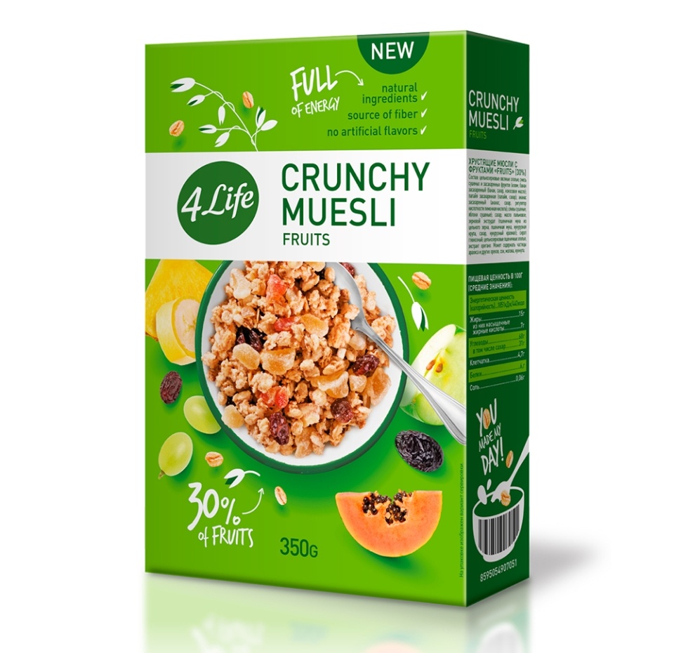 

Мюсли фруктовые хрустящие, 4Life, 350 г, Чешская республика