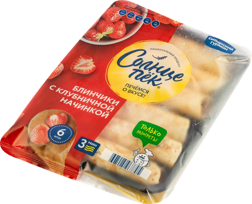 

Замороженные блинчики Солнцепек пышные с клубникой 360 г