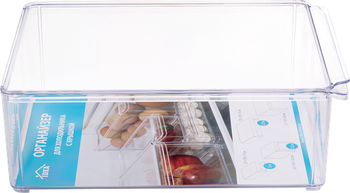 Органайзер для холодильника IDEA 20х30х10см, с крышкой, прозрачный, размер М Арт. 1587