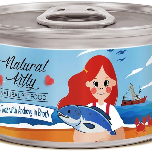 Корм влажный Pettric Natural Kitty Тунец с анчоусами в бульоне