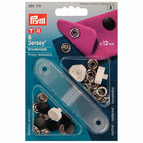 390170 Кнопки Джерси (латунь) гладкая шапка, черный цв. 12 мм Prym