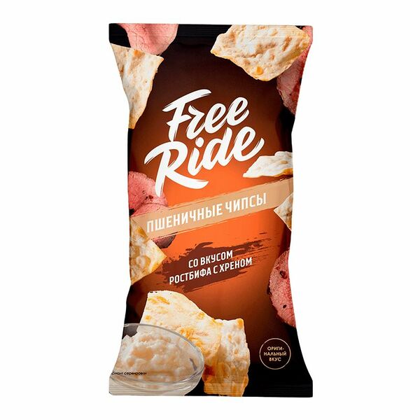 Чипсы пшеничные Free Ride со вкусом ростбифа с хреном, 50г