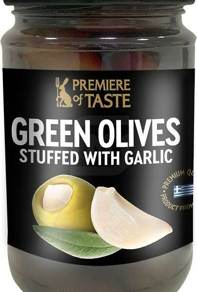 Оливки Premiere of Taste Зеленые фаршированные чесноком
