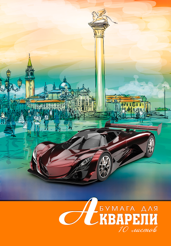 Папка для акварели Апплика 10 листов А4 р/м2, 1 шт в ассортименте