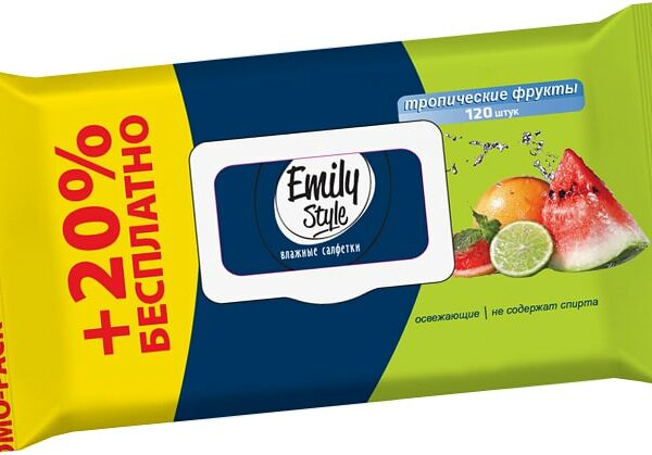 Салфетки влажные Emily Style Тропические фрукты универсальные 120шт