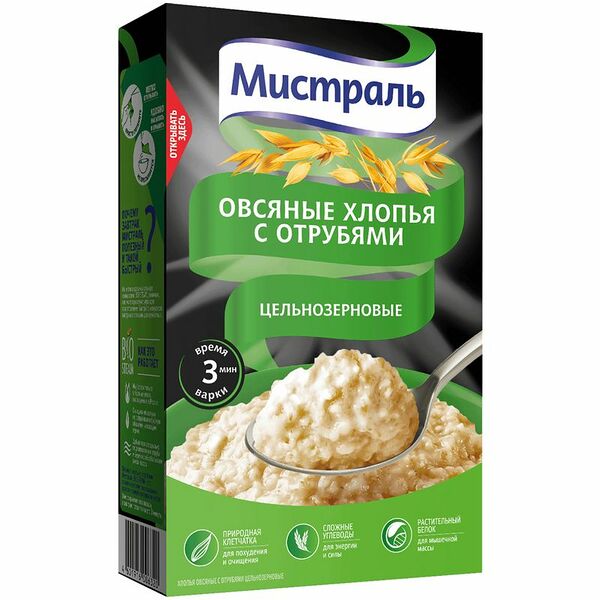 Хлопья овсяные Мистраль с отрубями