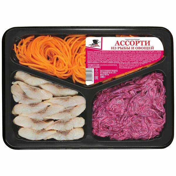 Салат Мистер Салат ассорти из рыбы и овощей 300г