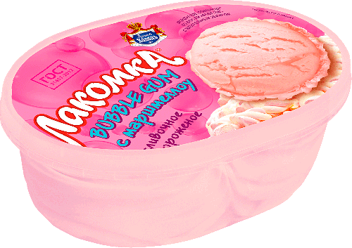 Мороженое Лакомка Сливочное Бабл Гам с маршмэллоу ванна, 450г