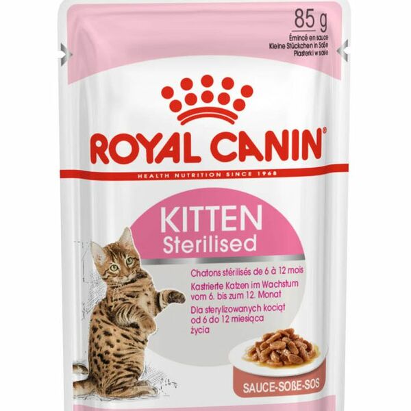 Влажный корм Royal Canin Kitten Sterilised для стерилизованных котят от 6 до 12 месяцев, (в соусе), 85 г