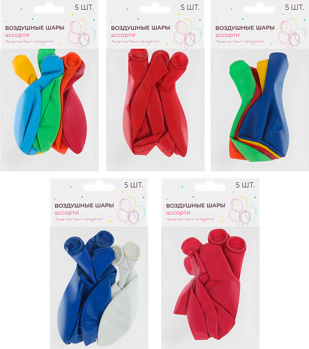 Шар воздушный, в ассортименте Арт. ШЛ, 5шт