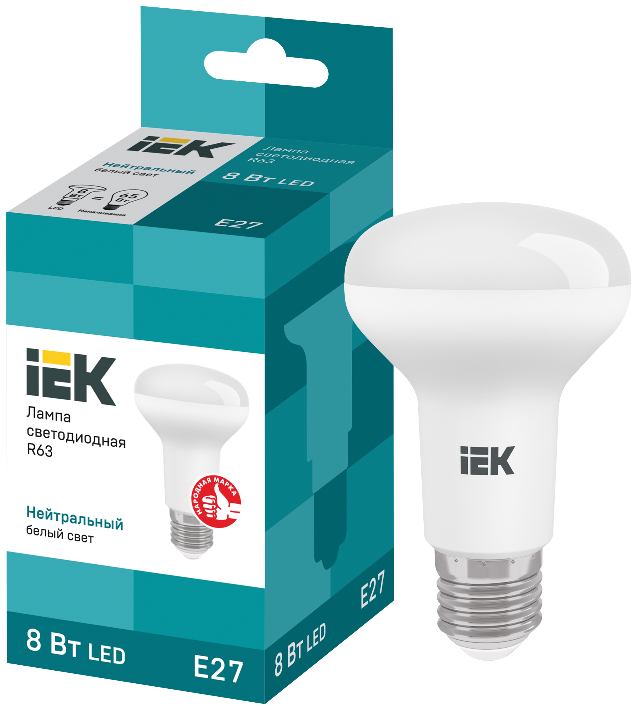 

Лампа IEK LED R63, 8Вт, 230В, 4000К, E27, рефлектор
