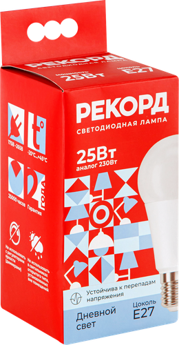 

Лампа светодиодная РЕКОРД LED А70-U 25W Е27 4000К